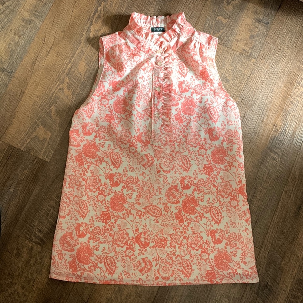 J Crew Top. Size 0. Orange and Cream. So Cute